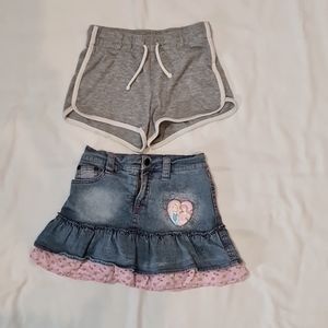 Jogging shorts and Jean skirt with shorts Sz 6
